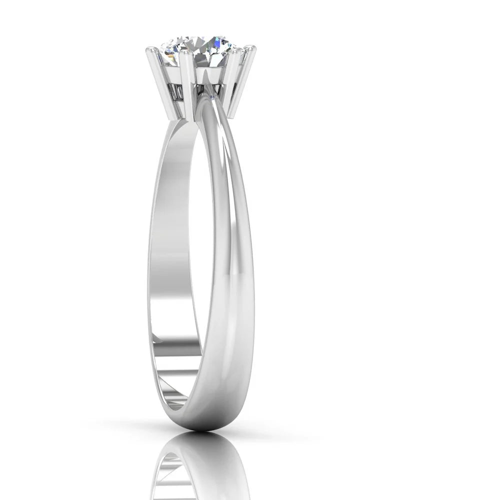 6 Prong Petite 2 CT Moissanite Round Solitaire Engagement Ring (ALL SIZES)