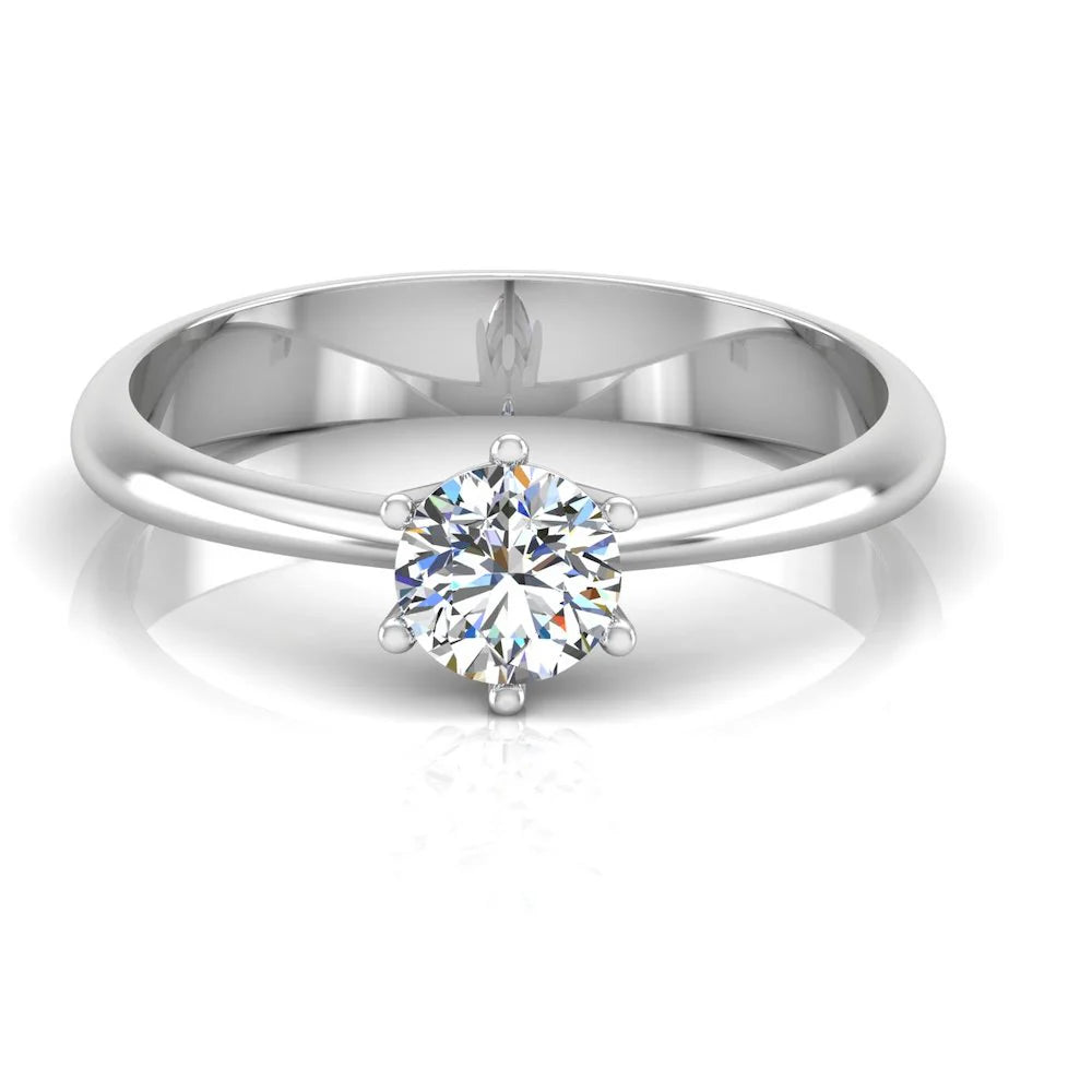 6 Prong Petite 2 CT Moissanite Round Solitaire Engagement Ring (ALL SIZES)