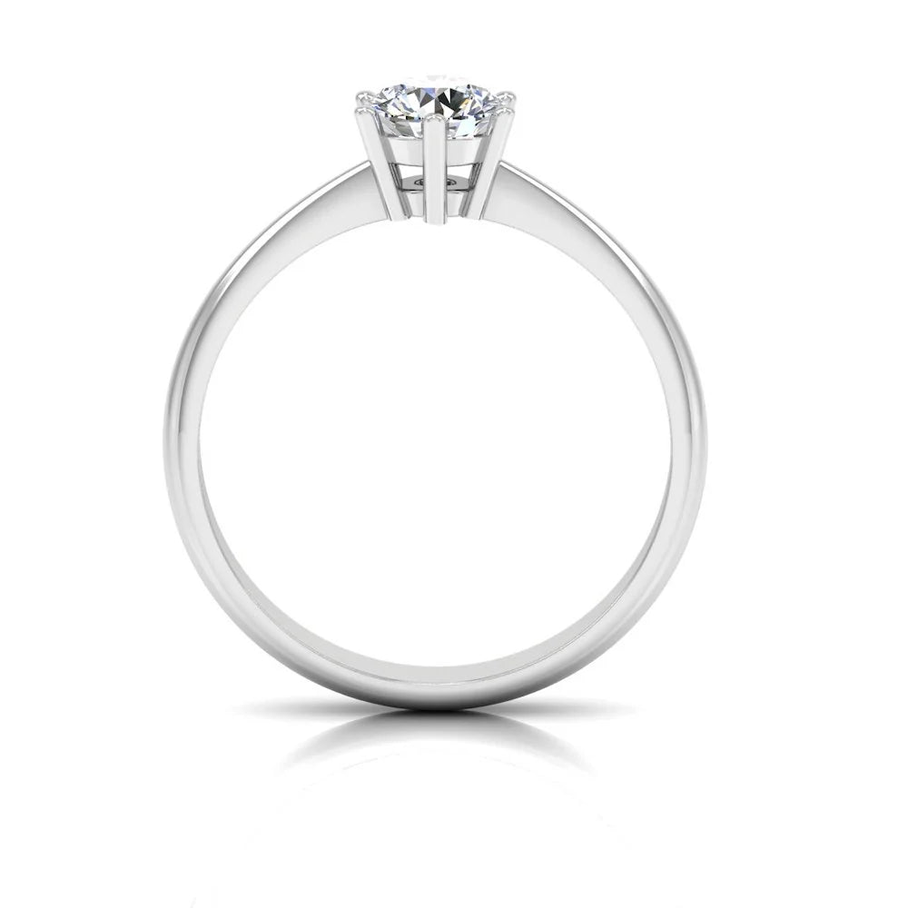 6 Prong Petite 2 CT Moissanite Round Solitaire Engagement Ring (ALL SIZES)