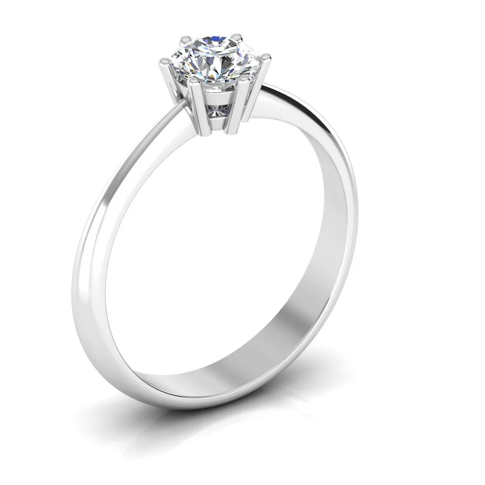 6 Prong Petite 2 CT Moissanite Round Solitaire Engagement Ring (ALL SIZES)