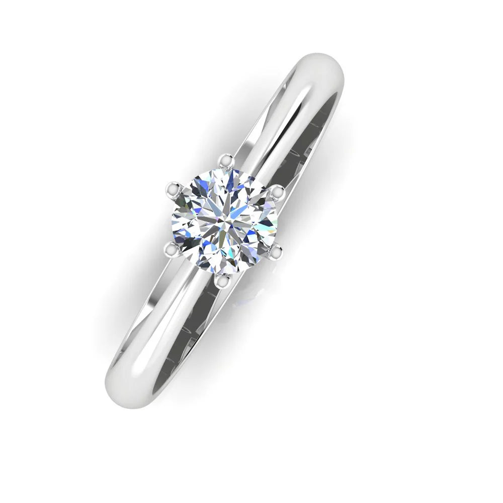 6 Prong Petite 2 CT Moissanite Round Solitaire Engagement Ring (ALL SIZES)