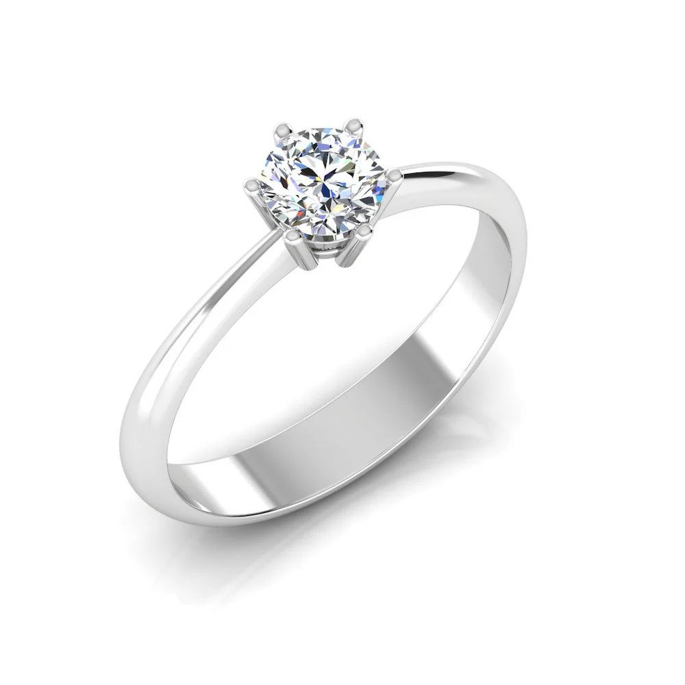 6 Prong Petite 2 CT Moissanite Round Solitaire Engagement Ring (ALL SIZES)