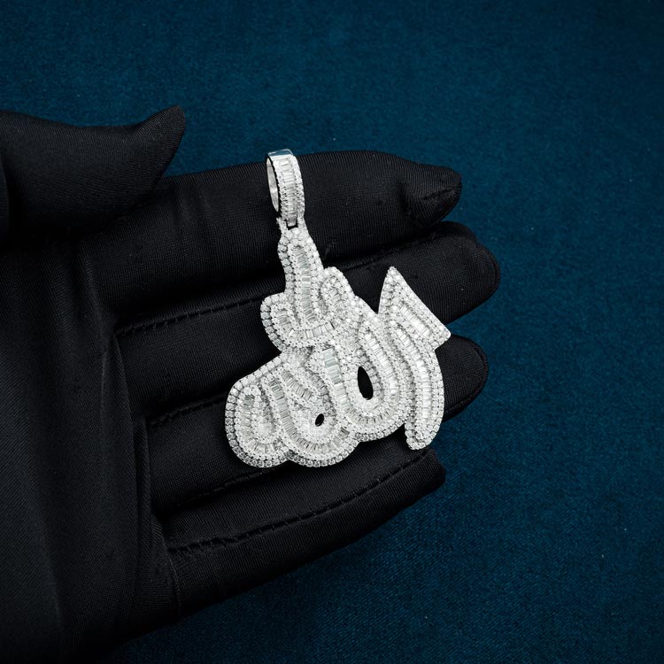 Moissanite Allah Pendant 925 Silver