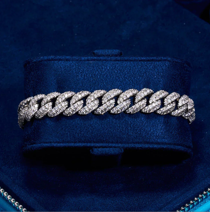 Moissanite Cuban Link Bracelet 18k Gold Plated