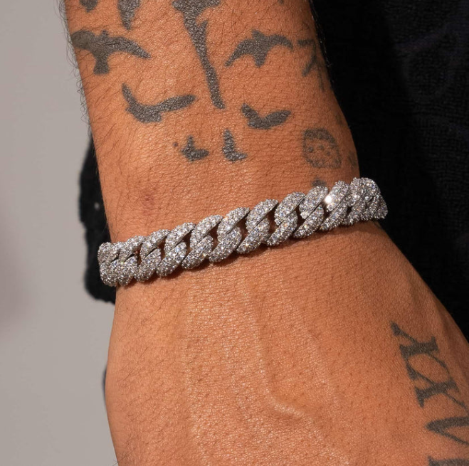 Moissanite Cuban Link Bracelet 18k Gold Plated