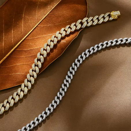 Moissanite Cuban Link Bracelet 18k Gold Plated