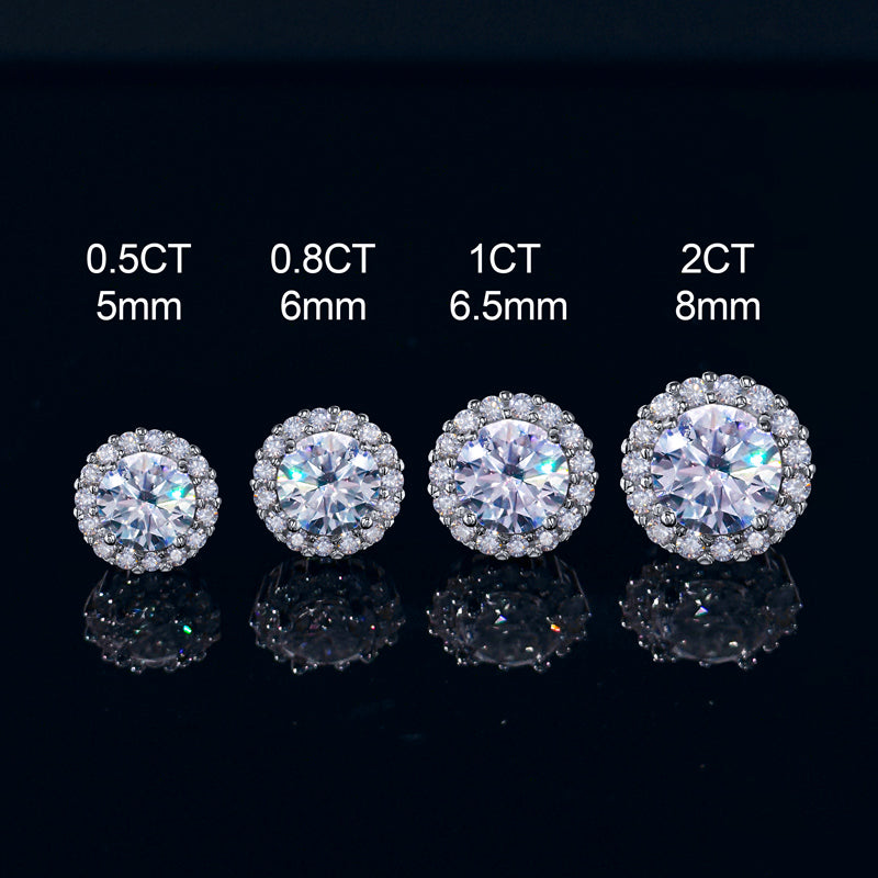Halo Moissanite Stud Earrings 14K Gold Circle