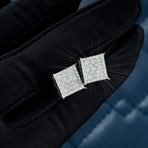 9MM Moissanite Square Earrings 14K Gold