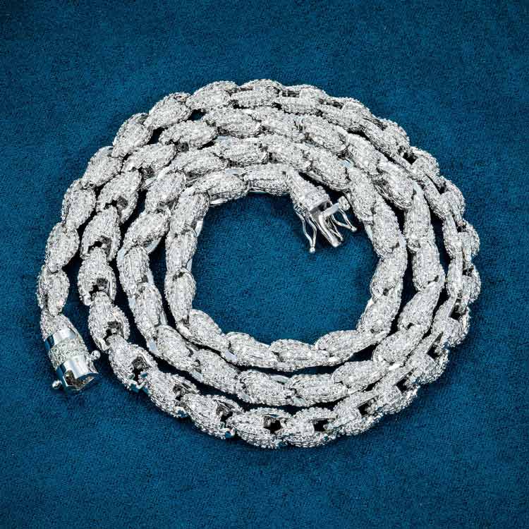 8MM Moissanite Rope Chain 14K Gold
